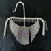 Women's shiny rhinestone long tassel mask jewelry colorful crystal mask dance jewelry accessories_ipsvogv.com