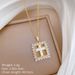 Square 【 】 Cross Light Luxury Charm Gorgeous Full Diamond Necklace Women's Versatile Clavicle Titanium Steel Chain 【 】_ipsvogv.com