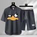 Men's Clothing 2024 Waffle Casual Summer Suit Men's Loose Teen Short sleeved T shirt Shorts Handsome Two piece Suit_ipsvogv.com
