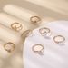 Korean Version Ins Zircon Personality Cool Style Niche Design Opal Leaves Fried Dough Twists 7-piece Ring Set_ipsvogv.com