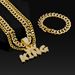 Hot Selling Crown KING Pendant Alloy Full Diamond Cuban Necklace Bracelet NK Chain 3-Piece Set_ipsvogv.com