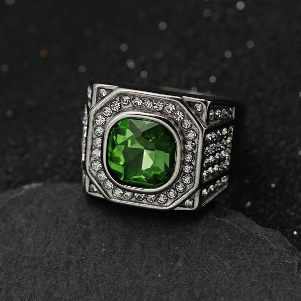 New 316 Stainless Steel Full 3D Colorful Diamond Personality Men's Ring_ipsvogv.com