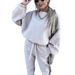 Women's Clothing autumn and winter new fashion solid color sweatshirt casual two piece set_ipsvogv.com