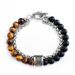 Trendy Yellow Tiger Double Layer OT Buckle Titanium Steel Bracelet Natural Matte Map Stone High-end Versatile Men's_ipsvogv.com
