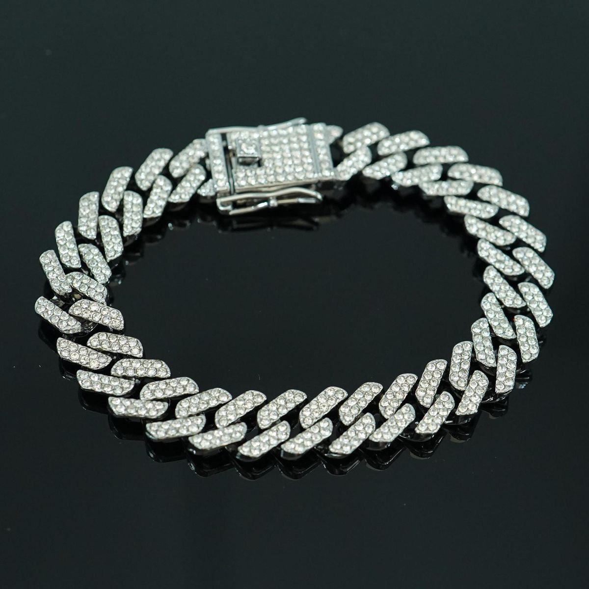 Hip Hop Cuban Chain 12mm Diamond Shaped Men's And Women's Accessory With Rhinestone Buckle Head Necklace_ipsvogv.com