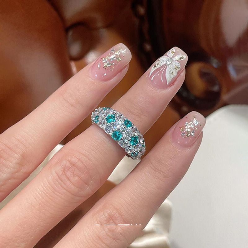 Sicily Island "Cold Wind Full Diamond Zircon Light Luxury Exquisite Unique Premium Blue Ring_ipsvogv.com