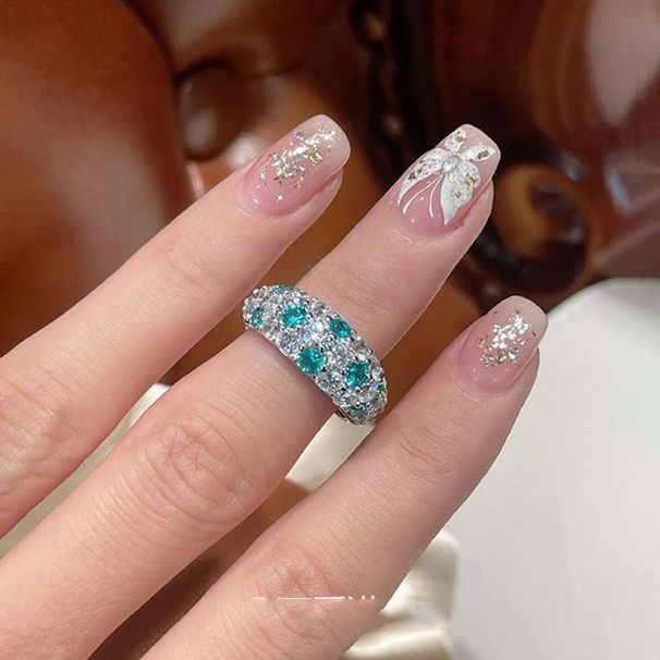 Sicily Island "Cold Wind Full Diamond Zircon Light Luxury Exquisite Unique Premium Blue Ring_ipsvogv.com