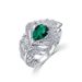 new Light Luxury Feather Cultured Emerald Index Finger Ring S925 Silver Inlaid Cultured Colored Gemstone Ring_ipsvogv.com