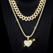 One arrow piercing full diamond heart zinc alloy pendant with a high-end feel, Cuban chain, men's and women's hip-hop_ipsvogv.com
