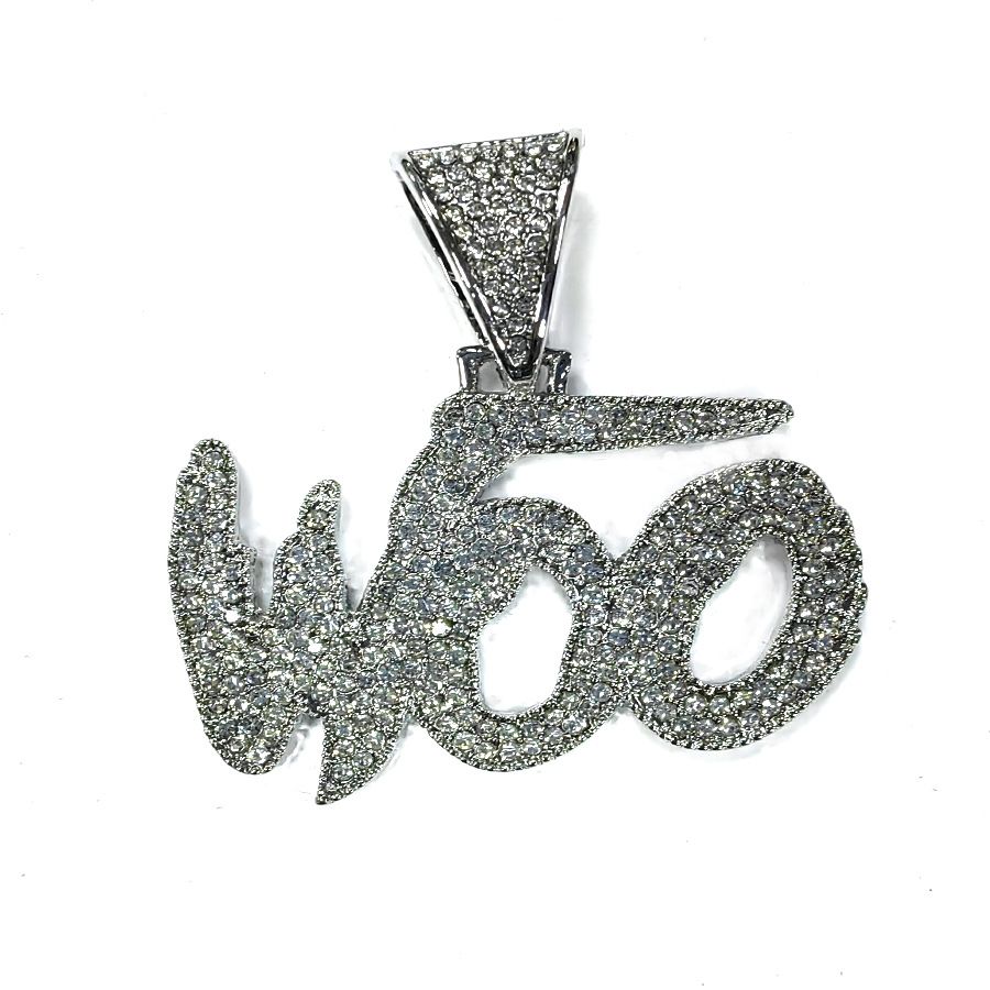 Men’s Jewelry Set Fashion Hip Hop Full Diamond Letter WOO Pendant Necklace Jewelry Men's Trendy Personality Pendant Cuban Necklace Jewelry_ipsvogv.com