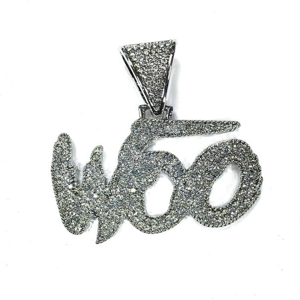 Men’s Jewelry Set Fashion Hip Hop Full Diamond Letter WOO Pendant Necklace Jewelry Men's Trendy Personality Pendant Cuban Necklace Jewelry_ipsvogv.com