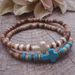 Hot Selling Coconut Shell Wood Chip Turquoise Cross Bracelet Men's Hip Hop Handmade Beaded Elastic Wood Bracelet_ipsvogv.com
