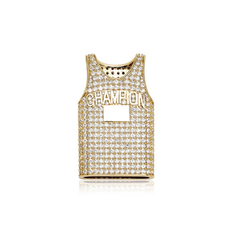 Men's Fashion CHAMPION Sweatshirt Pendant Street Hip Hop Super Flash Full Diamond Necklace Can Be Engraved_ipsvogv.com