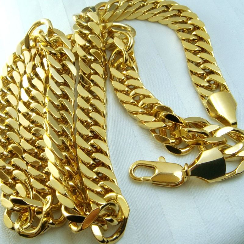 90cm 80cm 70cm 60cm 50cm Length Solid Men's Vacuum Plating Cuban Curb Chain Necklace_ipsvogv.com