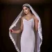 Hair Jewelry MZA10 Pearls Veil Long Cathedral Bridal Veils Full Around Lace Applique Edge 1 Tier Soft Wedding Dress_ipsvogv.com
