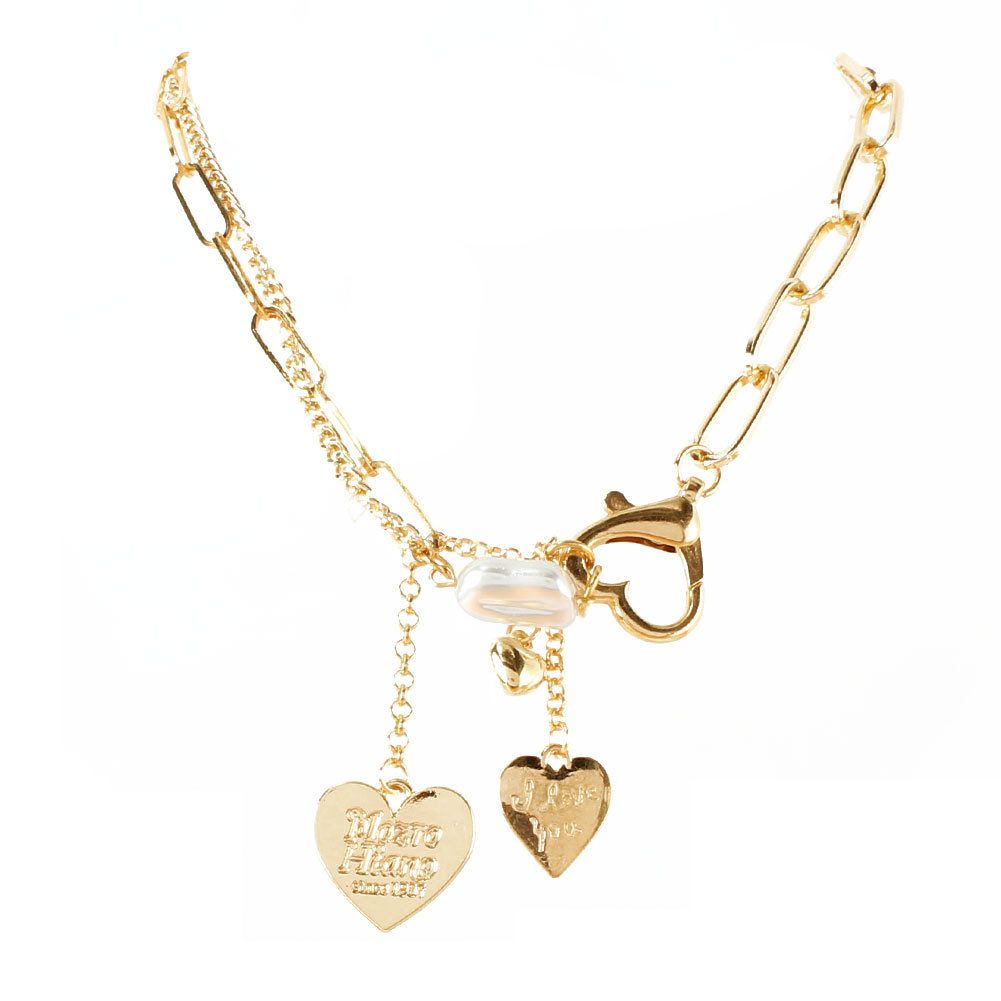 Fashion Jewelry Gold Box Chain Alloy Heart Shaped Pendant Necklace Punk Style Necklace_ipsvogv.com