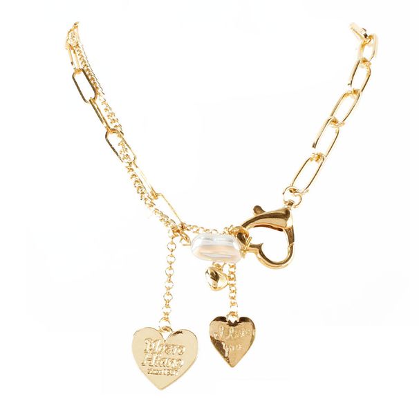 Fashion Jewelry Gold Box Chain Alloy Heart Shaped Pendant Necklace Punk Style Necklace_ipsvogv.com