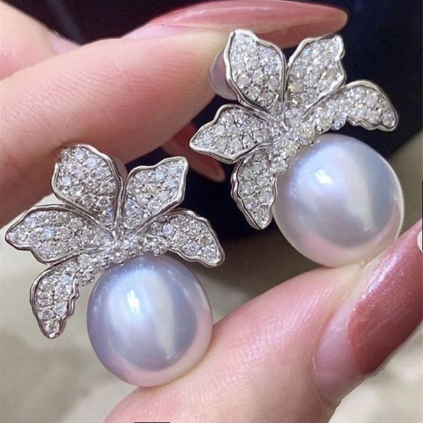 Cao Shi's Exquisite and Fashionable Classic Set Pearl Flower Earrings Jewelry Accessories_ipsvogv.com