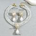 Geometric light luxury style women's pearl necklace earring set, niche crystal inlaid multi-layer design, collarbone_ipsvogv.com