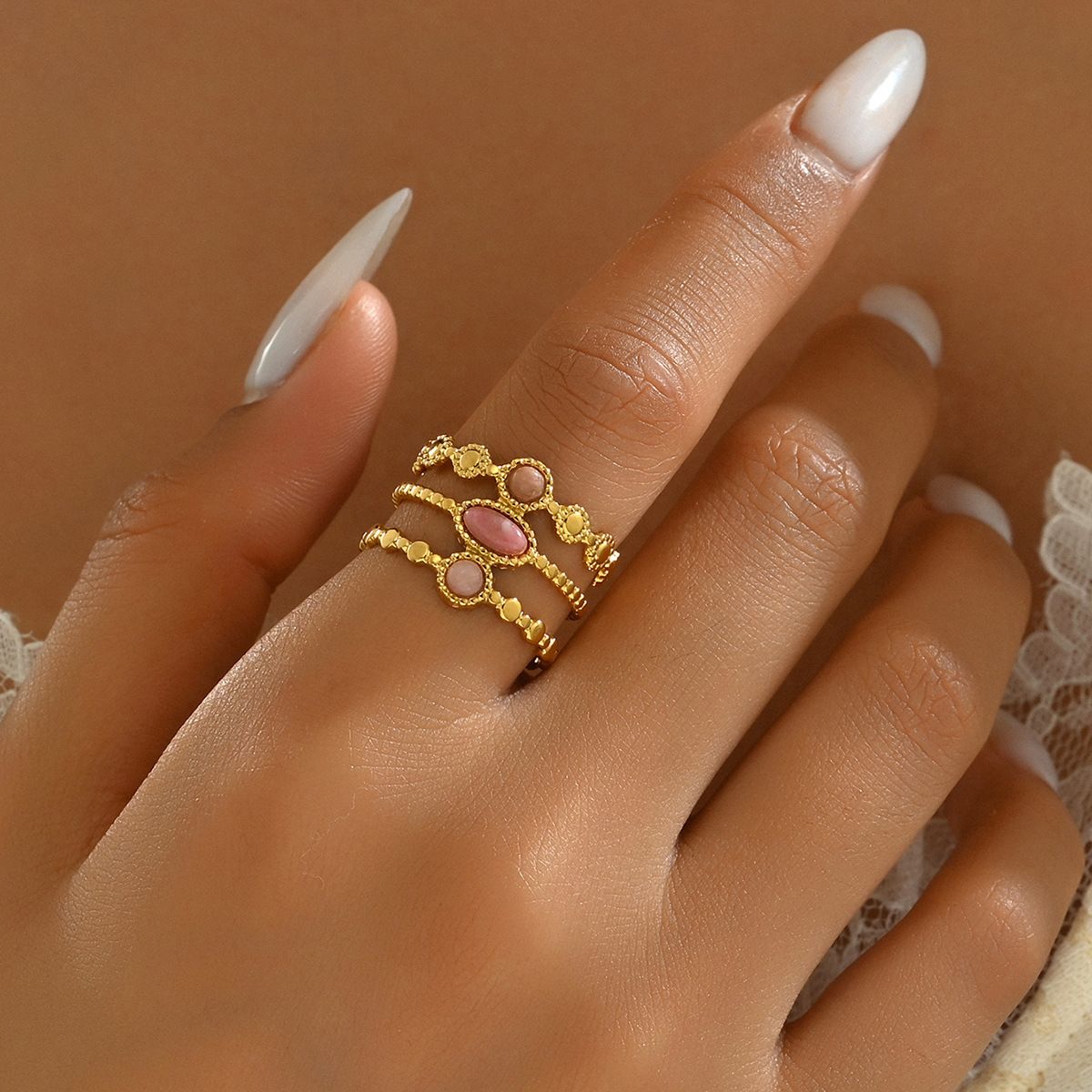Women’s Jewelry Set Fashion Niche Geometric Style Ladies' Plain Ring Versatile Light Luxury Inlaid Gemstone Open Design Multi Layer Ring_ipsvogv.com