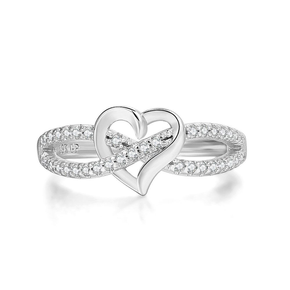 Fashion heart shaped women's engagement ring zircon micro inlaid real gold plated_ipsvogv.com