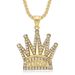 Hot Selling New Hip-Hop Jewelry Stainless Steel Gold-Plated Diamond-Studded KING Crown Pendant Necklace_ipsvogv.com