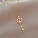 【 】 Love Key Light Luxury Charm Gorgeous Full Diamond Necklace Women's Versatile Clavicle Titanium Steel Chain_ipsvogv.com