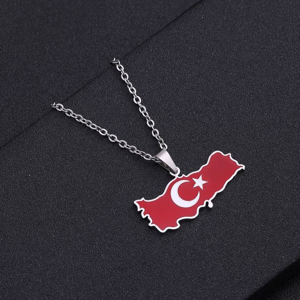 hot selling Turkish map pendant stainless steel necklace oil drop map geometric ethnic style jewelry_ipsvogv.com