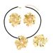 French minimalist flower necklace set with personalized pearl inlaid women's rings and earrings accessories_ipsvogv.com