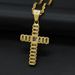 316 stainless steel gold plated inlaid AAA rectangular zircon cross pendant_ipsvogv.com