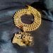 Hot Selling Jewelry Alloy Full Diamond Cuban Chain Handshake Hip Hop Trendy Men's Necklace Pendant_ipsvogv.com
