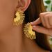 Small niche luxury fashion women's with personalized fan-shaped exaggerated design, electroplated high-end earrings_ipsvogv.com