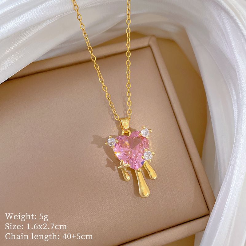 Steel 【 Titanium 】 Love Tassel Light Luxury Temperament Gorgeous Full Diamond Necklace Women's Versatile Collarbone 【 】_ipsvogv.com