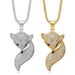 Hip Hop Stainless Steel Gold-Plated Full Diamond Exquisite Fox Pendant Necklace_ipsvogv.com