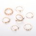 New Fashion Personalized Gold Snake Moon Hollow Dot Diamond Opening 7-piece Set Ring_ipsvogv.com
