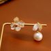 Women's Jewelry Enamel Oil Drip Asymmetrical Earrings Light Luxury Commuter Diamond Leaf Pearl Earrings Autumn And Winter_ipsvogv.com
