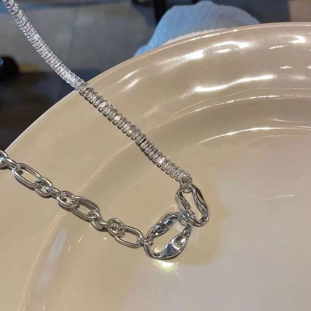 3539 People's Collection Little Annie's Double Ring Interlocking Necklace, Women's Zircon Chain Ins, Niche Trend, !_ipsvogv.com