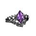 Sanjie Leaf Flower Amethyst Female Ins Fashion Temperament Gun Black Light Luxury Women's Diamond Ring_ipsvogv.com