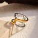 Women’s Jewelry Set Fashion Simple Retro Stainless Steel Ring Double Layer Fishbone Pattern Inlaid Zircon Gold And Silver Two Color Closed Ring_ipsvogv.com