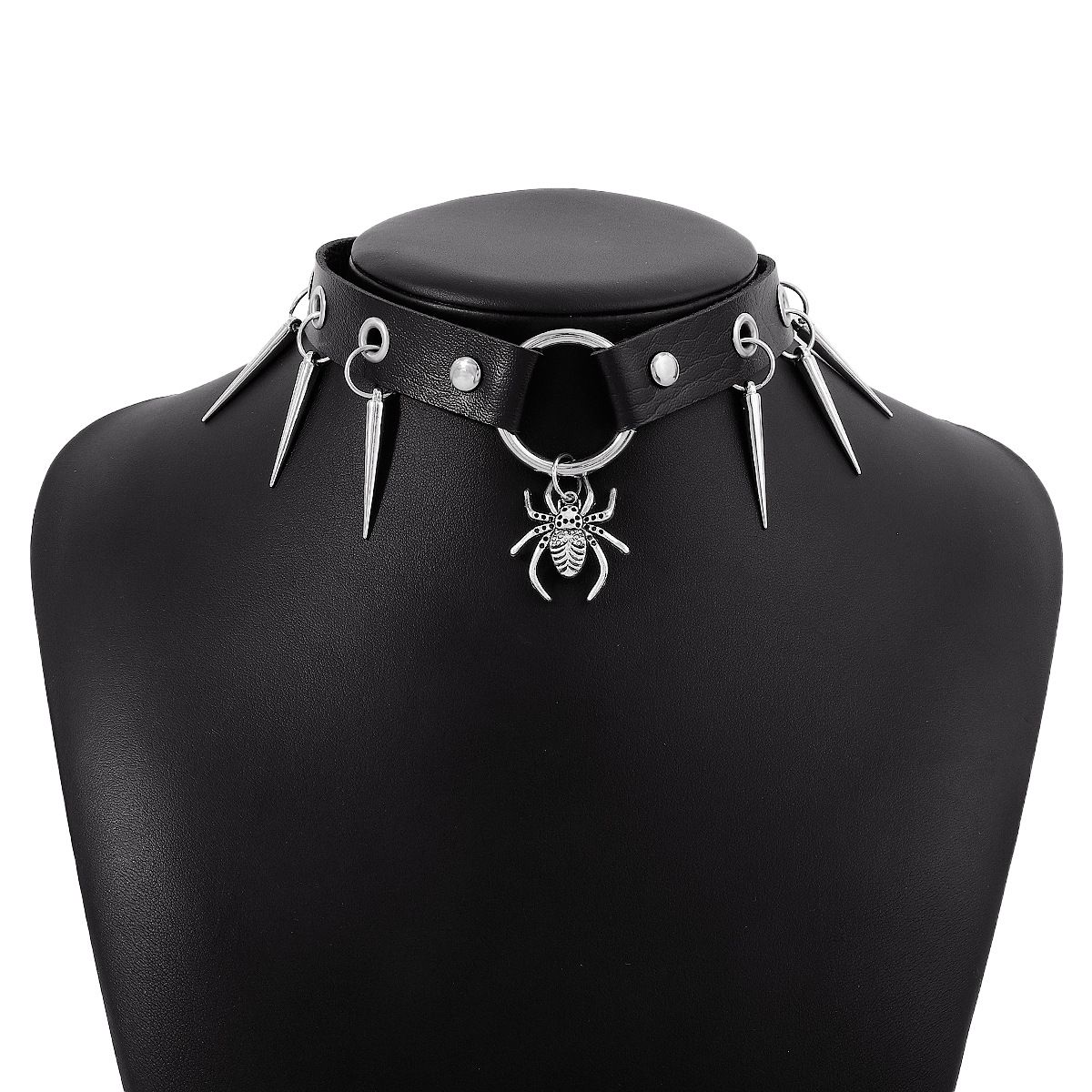 N10603 Punk Rock Style Neck Gothic Leather Hip Hop Snake Rivet Binding Collar Clavicle Chain_ipsvogv.com