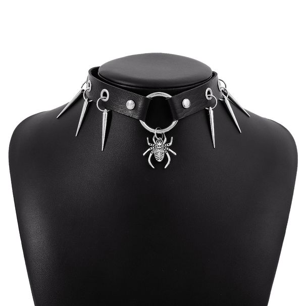 N10603 Punk Rock Style Neck Gothic Leather Hip Hop Snake Rivet Binding Collar Clavicle Chain_ipsvogv.com