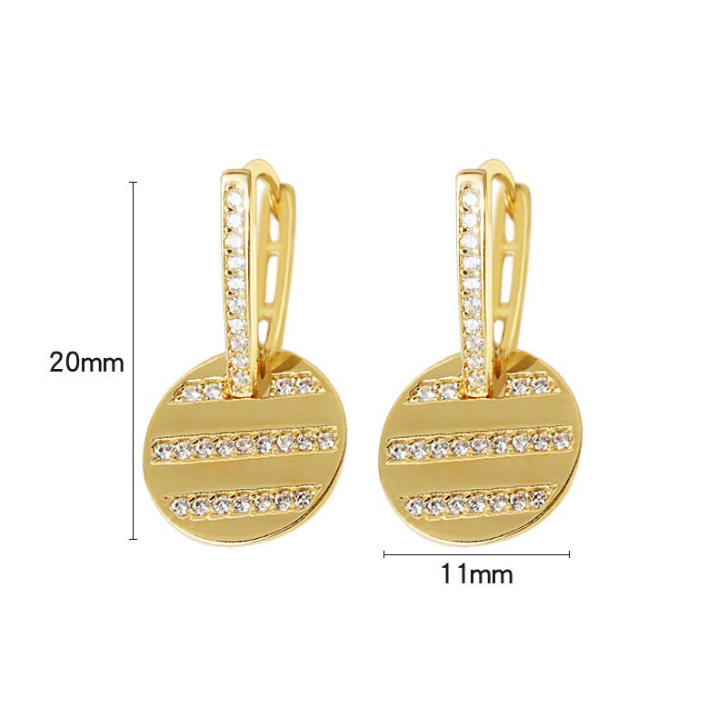 Ear Buckle Round Brand Earrings Electroplated Gold-plated Inlaid Zircon Female Niche_ipsvogv.com