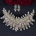 New Headdress Earrings Set Bridal Wedding Dress Accessories Diamond Studded Thick Headband_ipsvogv.com