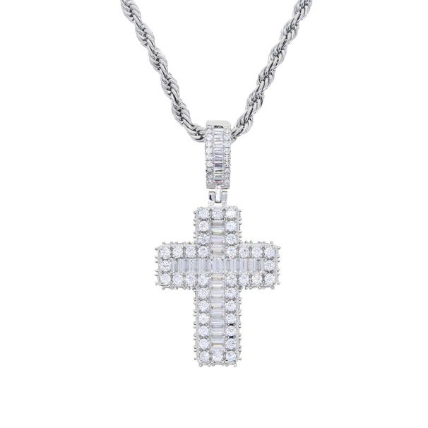 New Hip Hop Cross Pendant Inlaid With Zircon Gold And Silver Punk Style Necklace Jewelry For One Piece_ipsvogv.com