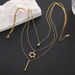 Geometric Long Sparkling Six Pointed Star Double Layered Necklace For Women's Fashion, Simple Fashionable With Diamond_ipsvogv.com
