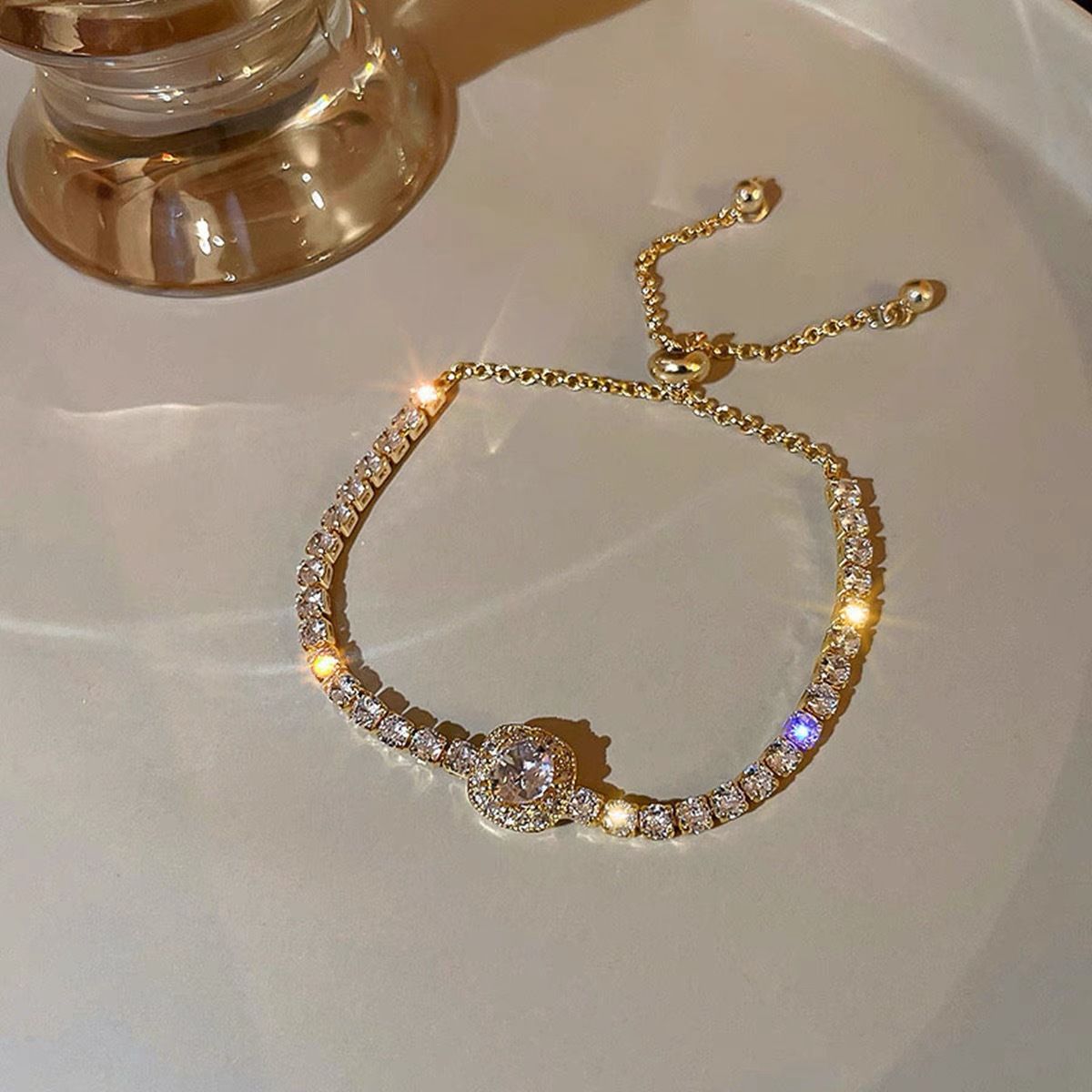 Square Zircon Adjustable Bracelet Women's Simple Light Luxury Bracelet Personalized Temperament High End Feeling Bracelet_ipsvogv.com