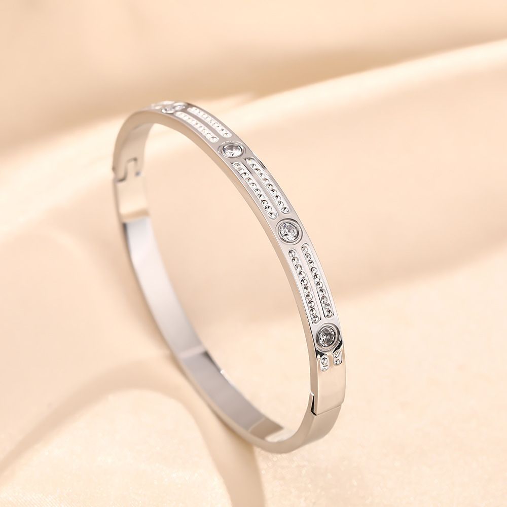 Kajia Man Tian Xing Two Rows Diamond For Men And Women's Fashion New Style Bracelet Titanium Steel Rose Gold_ipsvogv.com