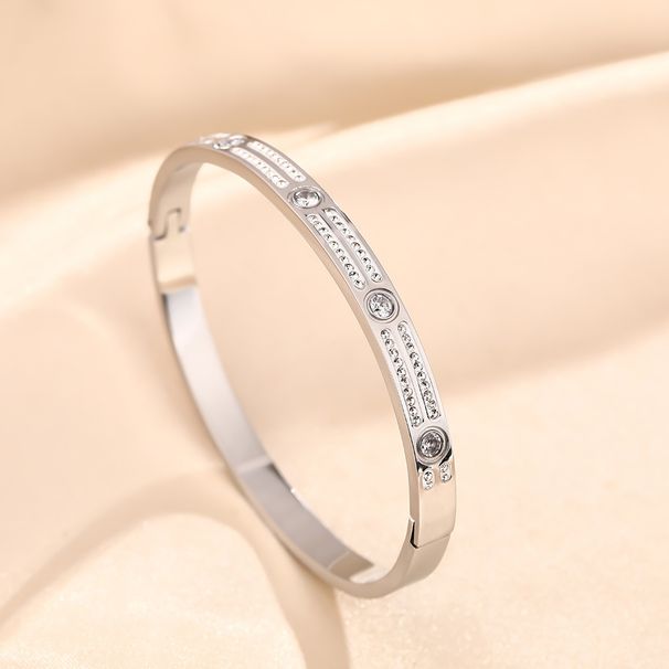 Kajia Man Tian Xing Two Rows Diamond For Men And Women's Fashion New Style Bracelet Titanium Steel Rose Gold_ipsvogv.com