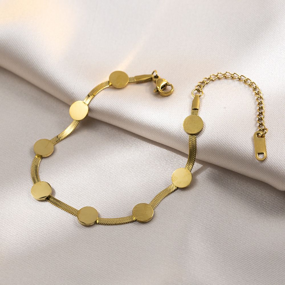 Titanium Steel For Women Simple Hip-Hop Niche Forest Style Design Round Piece Snake Bone Chain Jewelry Bracelet Set_ipsvogv.com