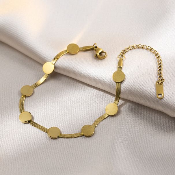 Titanium Steel For Women Simple Hip-Hop Niche Forest Style Design Round Piece Snake Bone Chain Jewelry Bracelet Set_ipsvogv.com